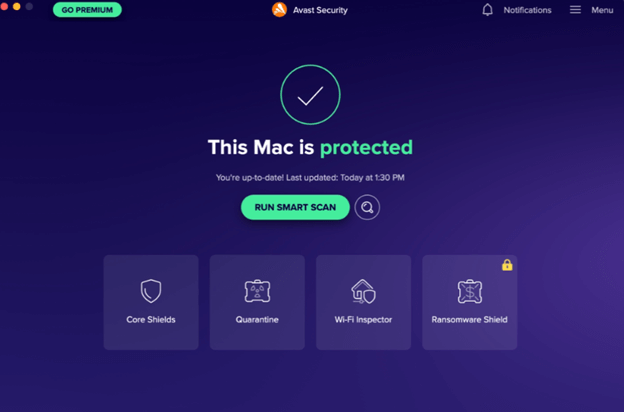 Avast Security for mac Insterface