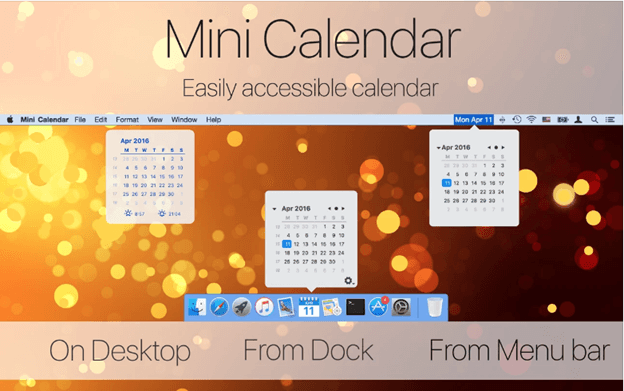 Mini Calendar app for mac